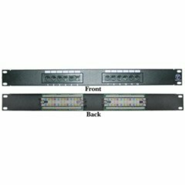 Swe-Tech 3C Rackmount 12 Port Cat6 Patch Panel, Horizontal, 110 Type, 568A & 568B Compatible, 1U FWT69BK-06012